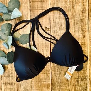 NWT Lightly Padded Black Triangle Bikini Top